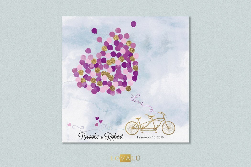 Wedding gift ideas, tandem guest books, unique guest book ideas, bike guestbook guest book, bicycle guest book, custom guest book balloons - Lovalù