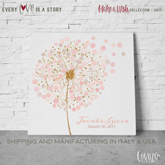 Wedding guest book Dandelion pale pink and gold - Lovalù