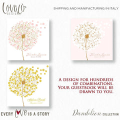 Wedding guest book Dandelion pale pink and gold - Lovalù