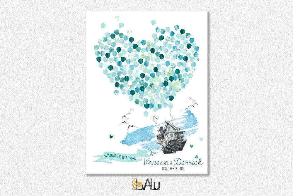 wedding guest book house with balloons guest book alternative unique guest book ideas poster - Lovalù