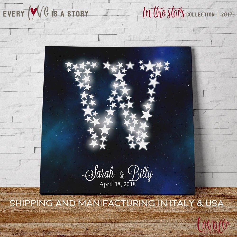 Wedding Guest book Stars Guestbook Monogram Alternative Guest Book canvas Wedding Universe Modern Guestbook Unique GuestBook Poster Art - Lovalù