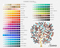 Wedding GuestBook. Wedding Tree watercolor. 200 Leaves turtledove, yellow, blush. Choose your colours and number leaves - Lovalù