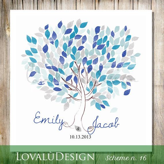 Wedding Tree cobalt blue, guest books for wedding, guest book diy, guest book graduation, guest book bridal shower, guest book wood sign - Lovalù