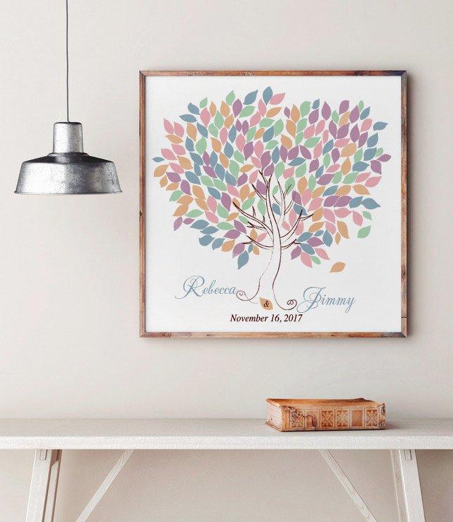 Wedding Tree Guest Book | Wedding Guest Book Tree | Personalized Wedding Print | 50-300 Guests | Canvas or Flat Print | Rustic Wedding - Lovalù